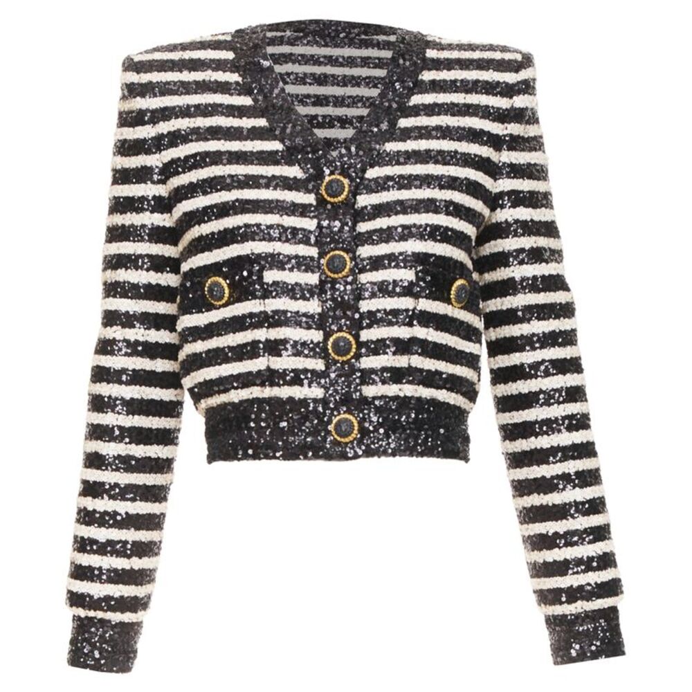 Balmain stripe sequined evening blazer jacket